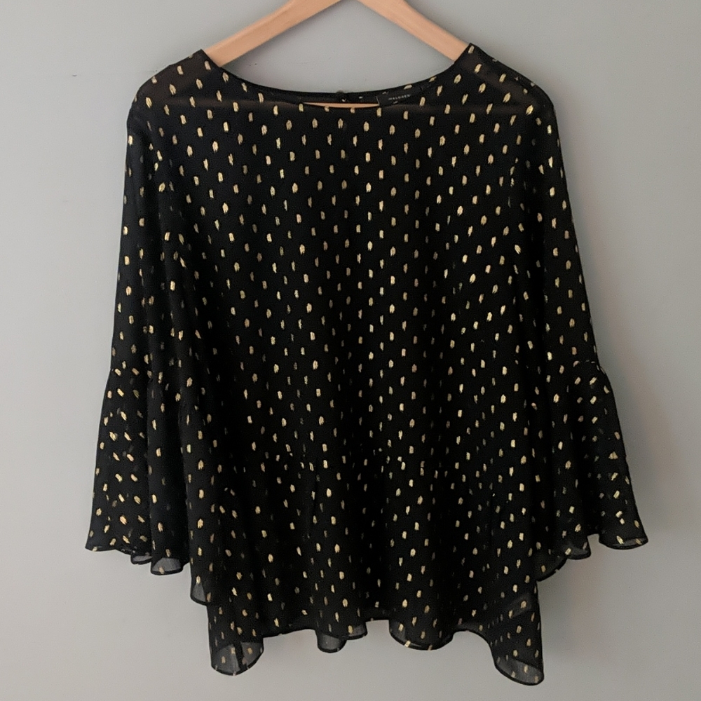 Halogen sheer black top with sparkle flecks